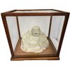 Image 1 : Vintage Blanc De Chine Laughing Buddha Porcelain Figurine in Display Case