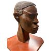 Image 3 : Pair of 12-Inch Vintage African Carved Wooden Bust Sculptures Hardwood Tribal Art