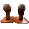 Image 4 : Pair of 12-Inch Vintage African Carved Wooden Bust Sculptures Hardwood Tribal Art