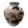 Image 1 : Vintage Cermic Vase Orange Lotus Leaf Flowers in the Chinoiserie Style 11" Tall