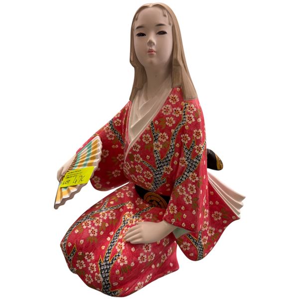 14-Inch Tall Japanese Kimono Chalkware Statue Mid-20th Century