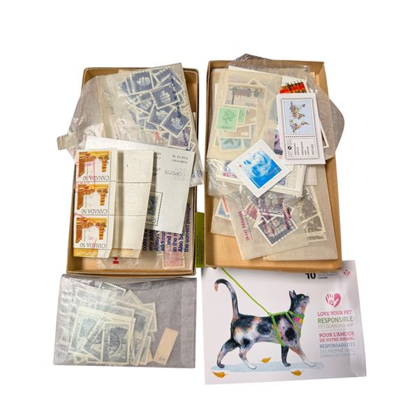 2 Small Boxes of Vintage Canadian Stamps