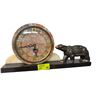 Image 3 : Art Deco Three-Piece Mantel Clock Set Hollow Bronze Polar Bear Marble Base 8-Inch
