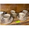 Image 3 : Hollinshead & Kirkham H&k Tunstall Old English Sampler Teacups Set of 7 Mid-Century