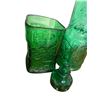 Image 2 : Vintage Collection of Green Glass Art Glass: Vases and Bottle 11" Tall