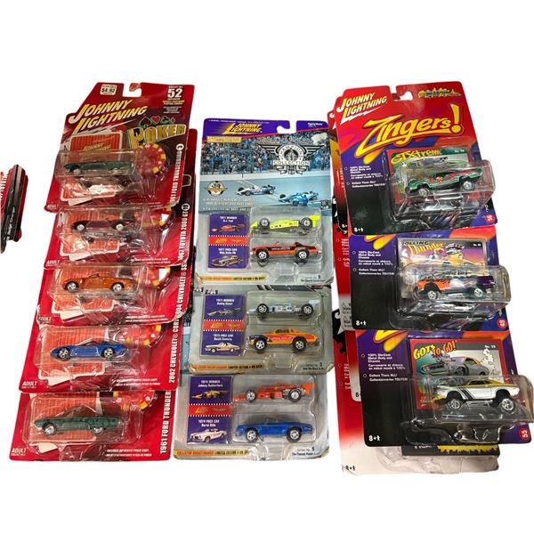 Johnny Lightning Diecast Cars Assorted Collection of 14 Sealed Blister Packs