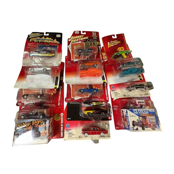 13 Assorted Johnny Lightning Diecast Cars Sealed in Blister Packs