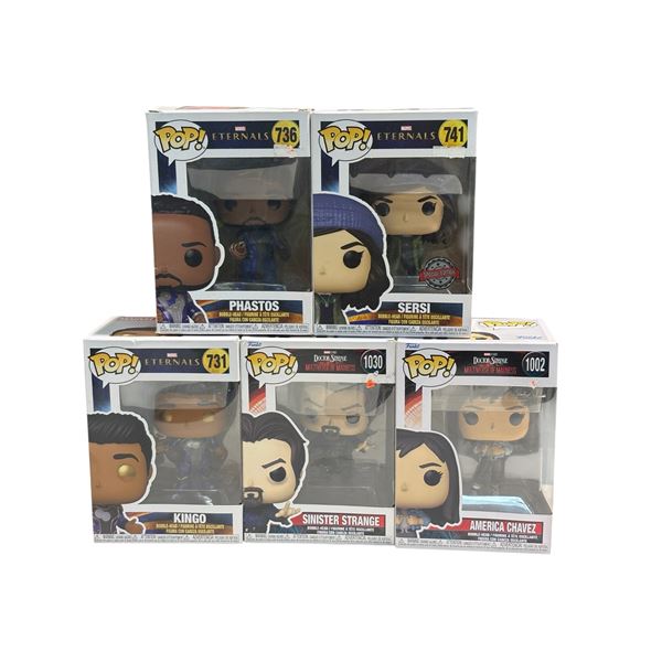 Lot of 5 Funko Pop Figures Eternals and Doctor Strange Marvel Collection