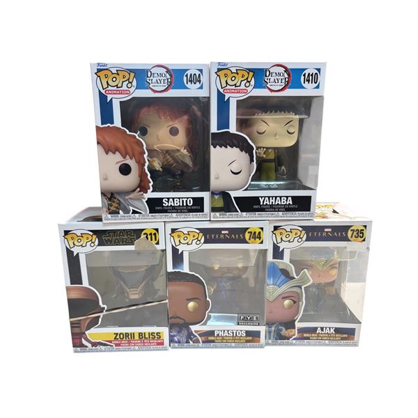 Lot of 5 Funko Pop Figures Star Wars Demon Slayer Eternals Mixed Set