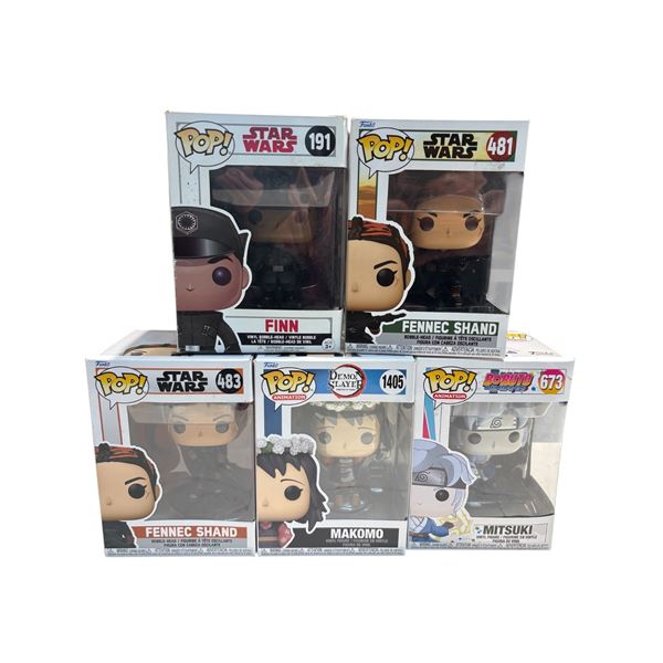 Lot of 5 Funko Pop Figures Star Wars Boruto Demon Slayer Vinyl Collectibles