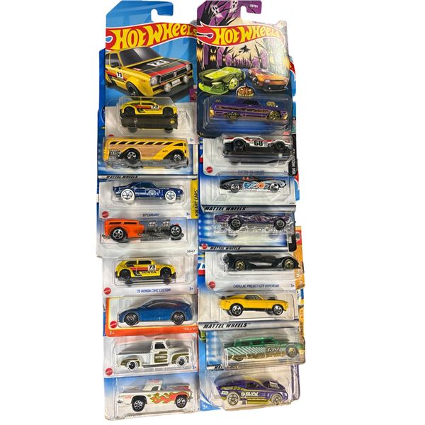 Lot of 16 Hot Wheels Diecast Cars and Trucks 1:64 Scale Assorted Models Sealed