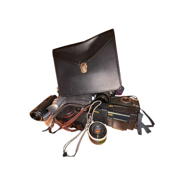 Collection of Assorted Cameras and Camcorders Multiple Brands and Models