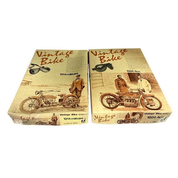 Aoshima Vintage Bike Series 1924 Ace and 1914 Militaire 1/16 Scale Model Kits