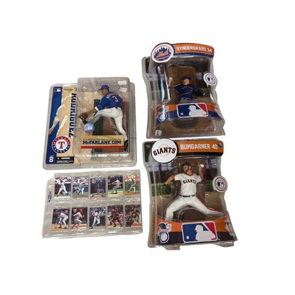 MLB Mcfarlane Figures Alex Rodriguez, Noah Syndergaard, Madison Bumgarner with Cards