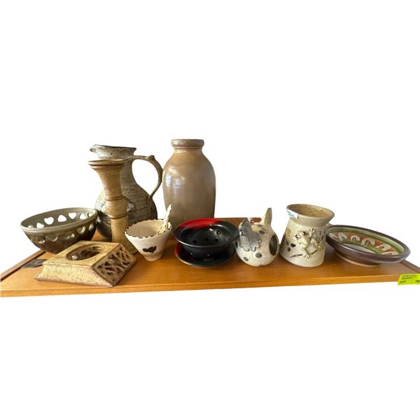 Studio Pottery Collection Various Signed Pieces up to 9.5 Inches Tall