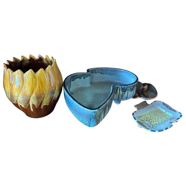 Collection of 4 Glazed Studio Ceramic Pieces Rockwood BMP G James West Germany