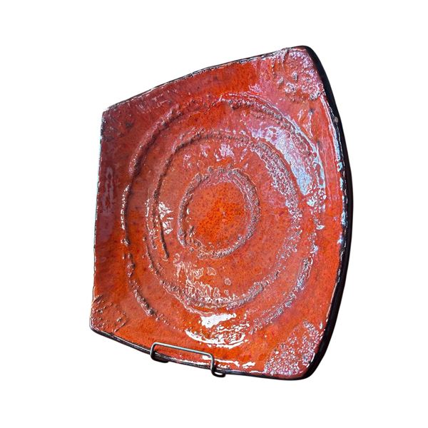 Fat Lava Bowl Studio Pottery Stunning Ceramic 12x12 Inch Centerpiece Mid-Century