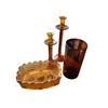 Image 1 : Amber Art Glass Collection: Empoli Candle Holders 13-Inch Tall, Vase and RFA Bruxelles Plate Warmer