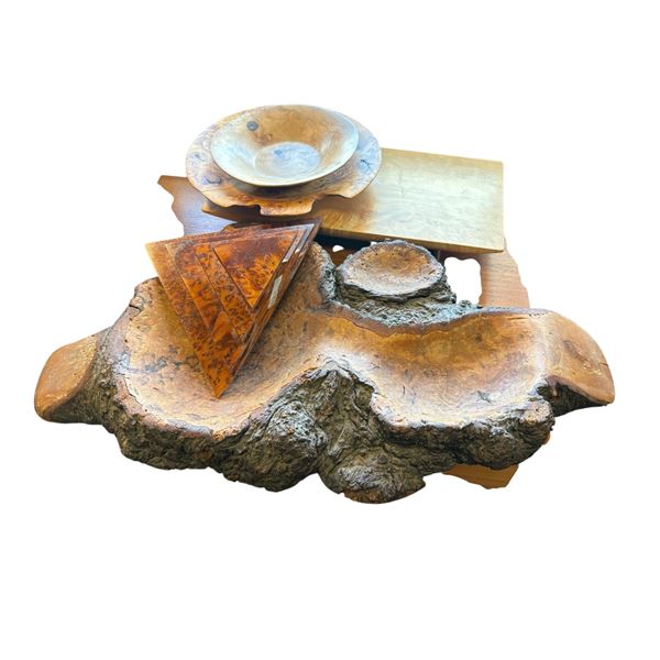 Craftsman Maple Burl Bowl Plate Bowl Envelope Organizer Tom Cairns Serving Tray Live Edge Tray 23...