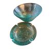 Image 1 : Mid Century Modern Soreno Aquamarine Anchor Hocking Chip & Dip Bowls and 9-Inch Large Ashtray