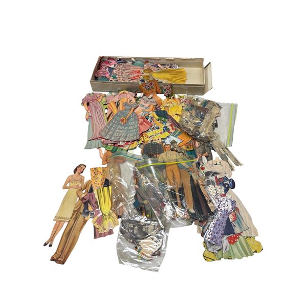 Vintage Collection of Paper Dress-up Cut-Out Dolls Mid-20th Century