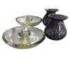 Image 1 : Purple Uranium Glass Vase and Bullicante Uranium Glass Ashtray 8.5 Inch Diameter