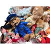 Image 4 : Large Leather Luggage Case with Assorted Stuffed Animals, Toys, and Plush