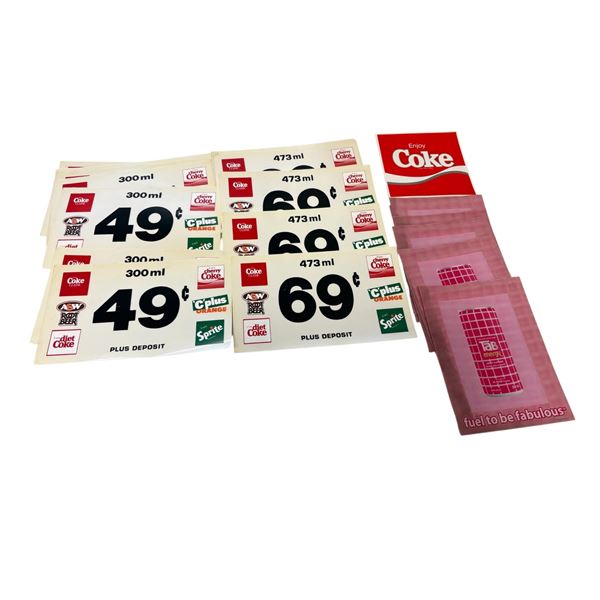 Vintage Coca-Cola Products and Tab Soda Pop Sticker Collection 1970s-1980s