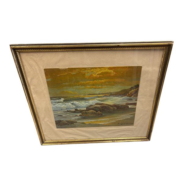 Robert Wood 'Sunset Shore' Framed Print 26x29.5 Inch Landscape Scene