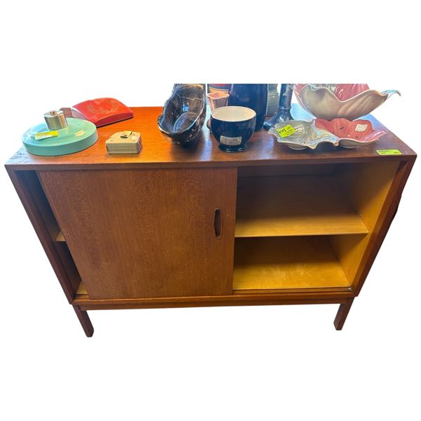 Mid Century Modern Sliding Door Cabinet 37.5x16x27.5 Inches Wood