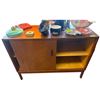 Image 1 : Mid Century Modern Sliding Door Cabinet 37.5x16x27.5 Inches Wood