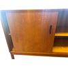 Image 3 : Mid Century Modern Sliding Door Cabinet 37.5x16x27.5 Inches Wood