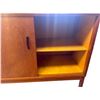 Image 4 : Mid Century Modern Sliding Door Cabinet 37.5x16x27.5 Inches Wood