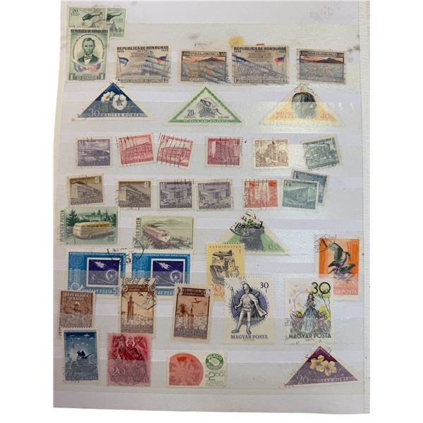 Stamp Album - Worldwide Vintage Stamps - Colombia, Bulgaria, Czech, Honduras, Magyar, Etc.
