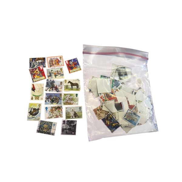 1.5 Oz. Bag of British Postage Stamps * 12p to 41p * Used