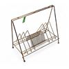 Image 1 : Mid Century Modern Gold Wire Record and Magazine Rack 19x11x17 Inches