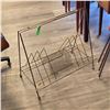 Image 2 : Mid Century Modern Gold Wire Record and Magazine Rack 19x11x17 Inches
