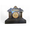 Image 1 : Large Black Slate Antique French Mantel Clock 16.5x14x6 Inches