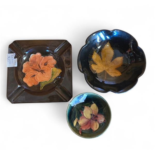 Moorcroft Bowl and Ashtray Plus Chinese Jizhou Kiln Porcelain Bowl