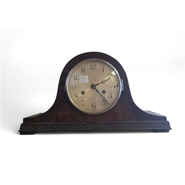 Antique 14 Day Wood Wind up Mechanical Mantle Clock 16x14.5x9" with Key