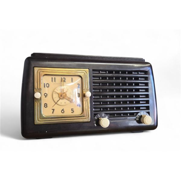 General Electric Model C50 Alarm Clock Radio Receiver Black Plastic Vintage