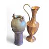 Image 1 : Large Hammered Copper Pitcher 19.5-Inch Tall and Large Studio Pottery Vase Signed A87