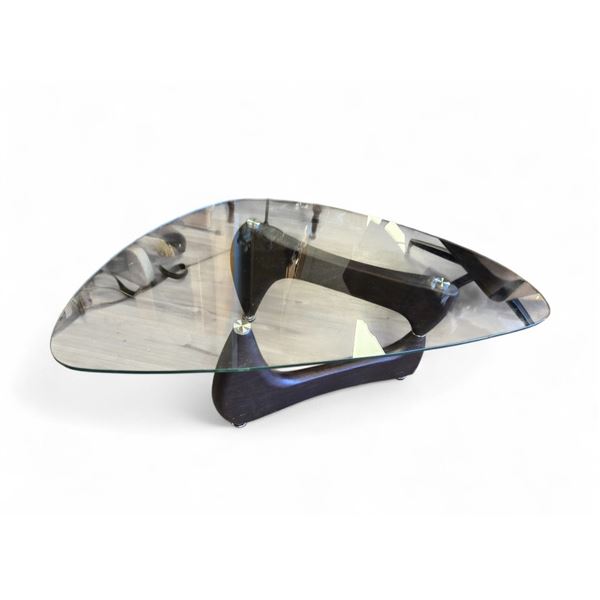 Kidney Shaped Modern Glass Top Coffee Table 27x47x16-Inch