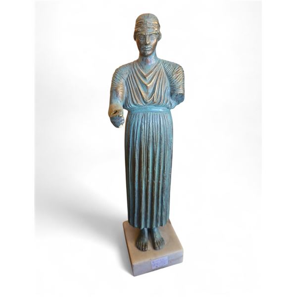 Bronze Sculpture Charioteer of Delphi with Marble Base 14-Inch Tall