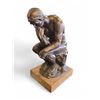 Image 1 : Chalkware Sculpture the Thinker 10.5-Inch Tall on Wood Base