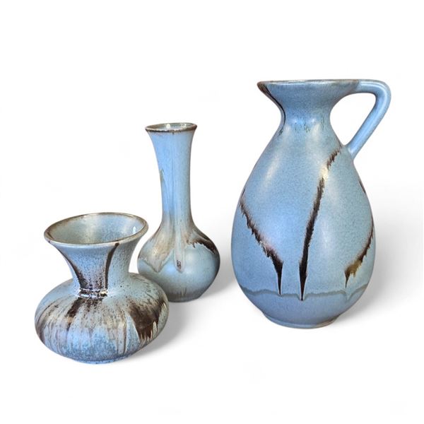 Blue Mountain Pottery Trio Granite or Slate Glaze Two Vases and Pitcher 10.5-Inch