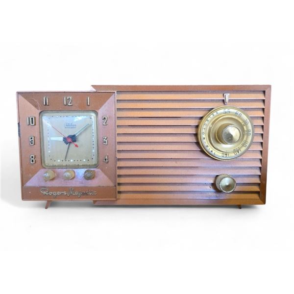 Vintage Rogers Majestic Pink Alarm Clock Radio Model 877