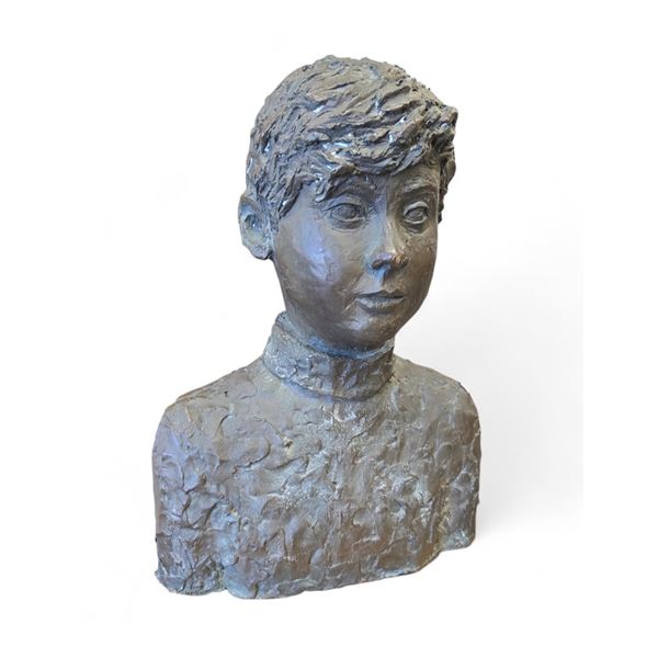 Studio Bronze Sculpture Young Boy Signed Piece 17.5-Inch Very Heavy