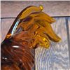 Image 3 : L E Smith Amber Glass Rooster Figurine 8.5-Inch Tall