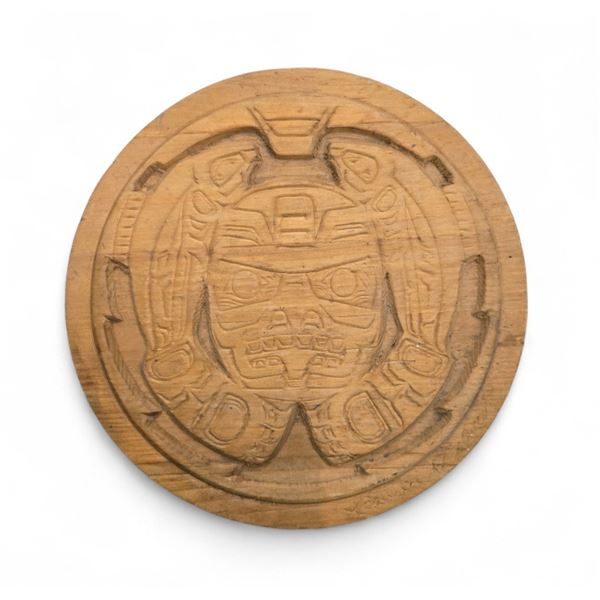 West Coast First Nations Wood Carved Salmon Box 10.25-Inch Diameter